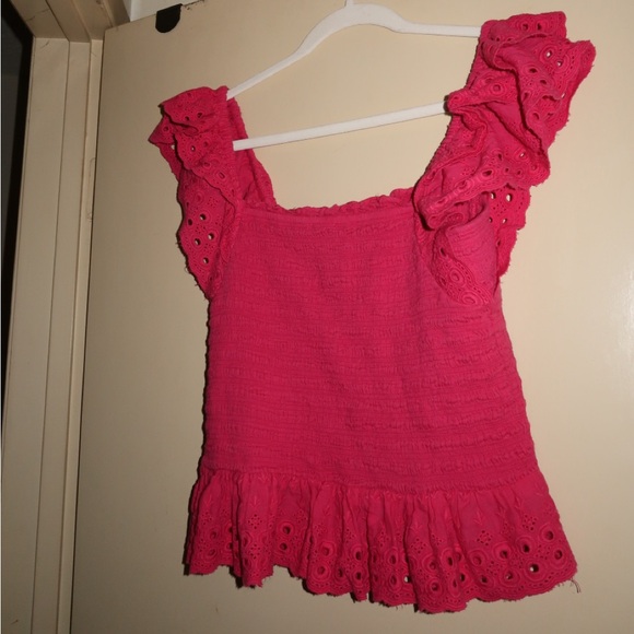 Pink Ruffled Eyelet Top - Picture 2 of 2